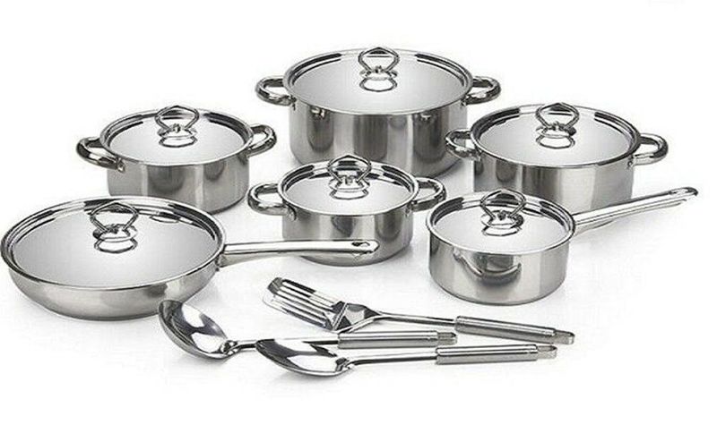 Heavy Bottom Stainless Steel Cookware Set - 15-Piece