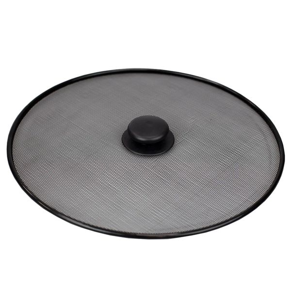 29cm Stainless Steel Round Oil &amp; Grease Splatter Mesh Screen Lid - Black