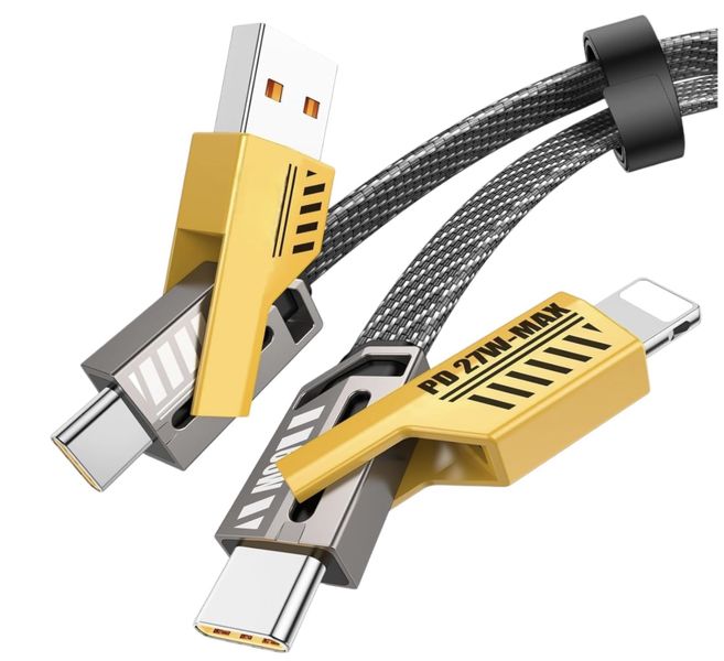 120W 4-in-1 Fast Charging Data Cable | USB-A &amp; USB-C to USB-C &amp; Lightning |