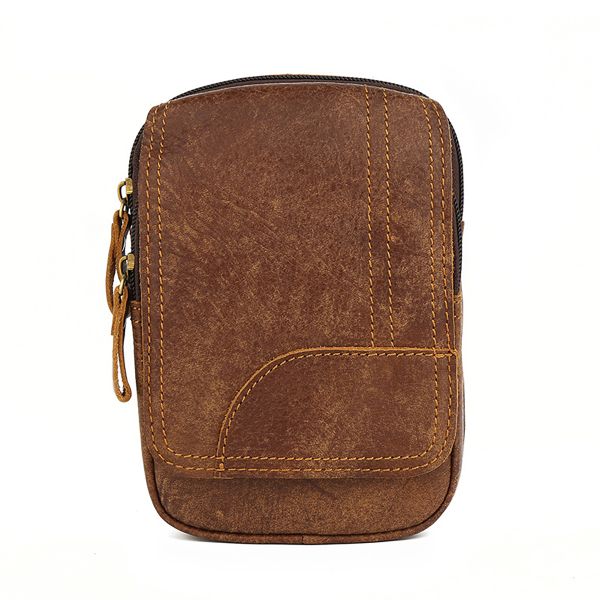 Vintage Matte Genuine Leather Belt Waist Bag