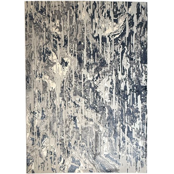 Abstract Modern Turkish Large Grey Blue Rug - 340 X 240 cm