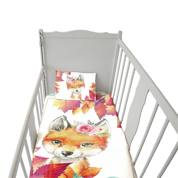 Fox with Leaves Cot Duvet Set