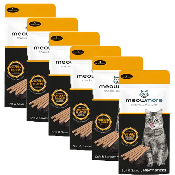 MeowMore Chicken &amp; Liver Meaty Sticks - 6 Pack