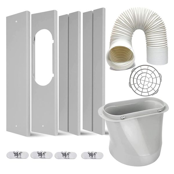 Portable Air Conditioner Window Vent Kit-Adjustable Seal Plate with Hose