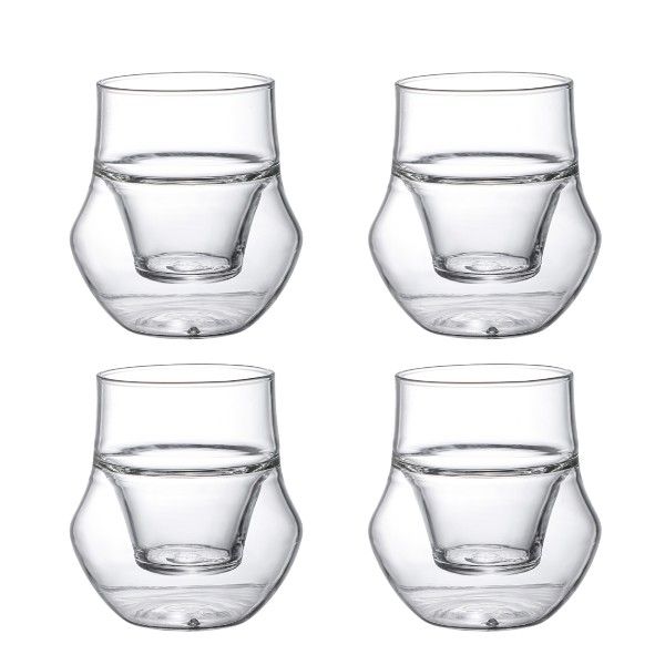 4-Piece Double-Walled Insulated Glass Cup Set - Transparent