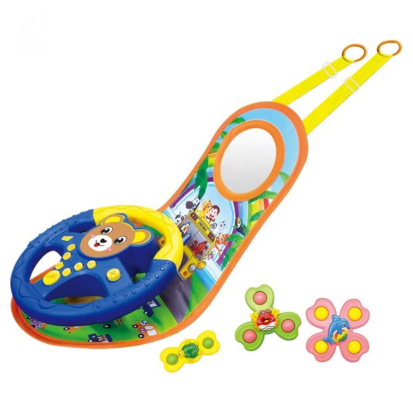 Baby Steering Wheel for Car Seat Toy With Mirror and 3 Spinning Toys