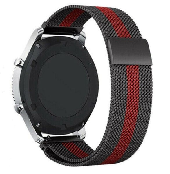 Milanese Watch Bracelet Strap for Smart Watch - 20mm – Black and Red