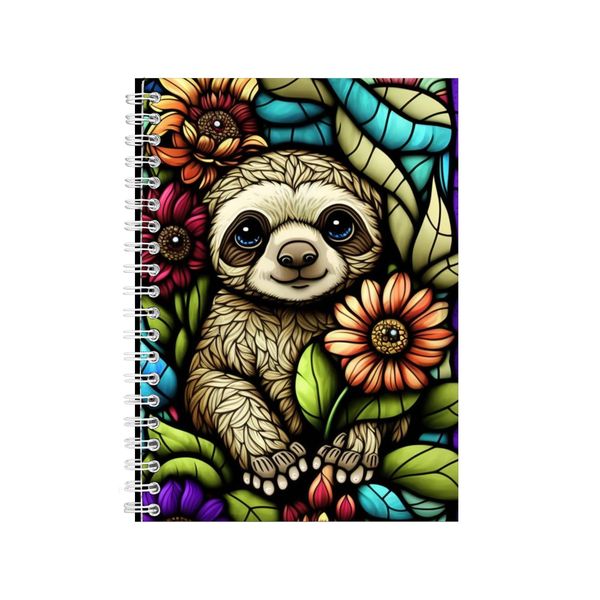 Baby Sloth Stained Glass Notebook Animal Gift Idea A4 Notepad Pad 88