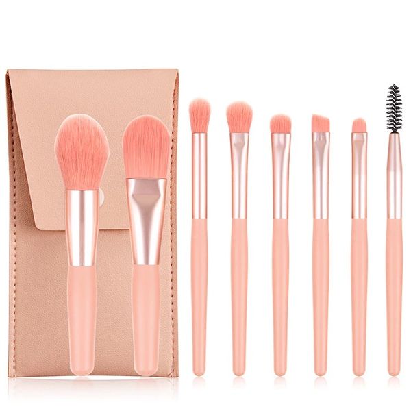 Blush Pink 8Pcs Travel Makeup Brush Set With Bag