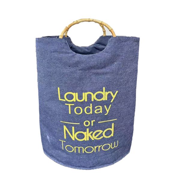 Foldable Laundry Basket With Bamboo Handle