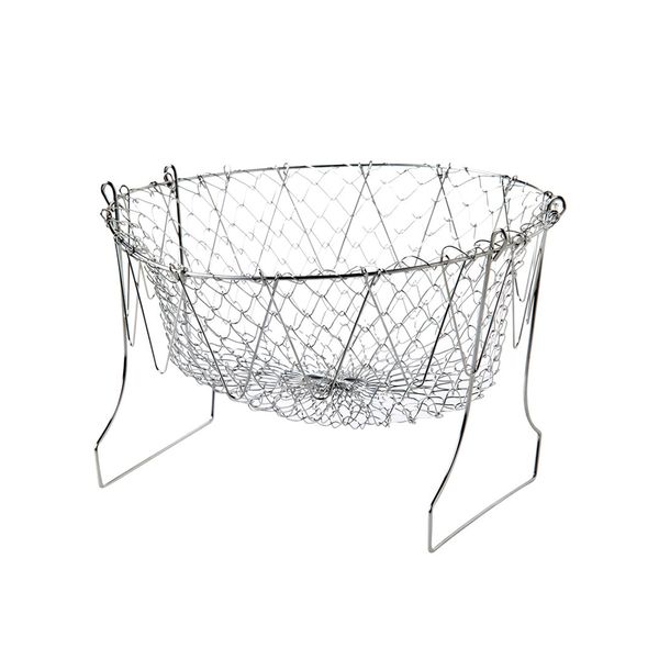 Stainless Steel Food Strainer Foldable Kitchen Colander Cooking Basket