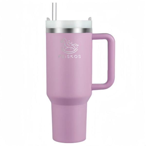 PEISKOS 30 OZ 890ml Tumbler with Handle Straw Stainless Steel Vacuum Flask
