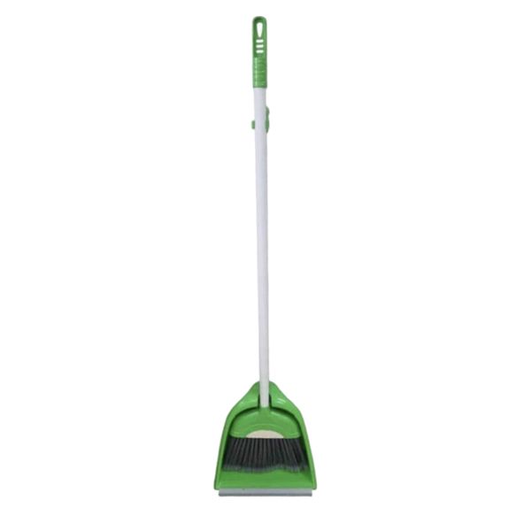 Green Long Handle Lobby Brush &amp; Scoop Oval - Cleaning Set