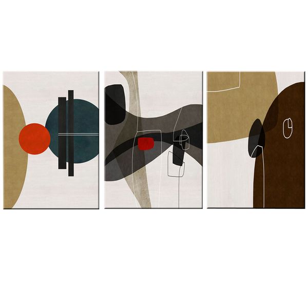Canvas-Art-3 Pieces Neutral Modern Geometric Lines Decorative Wall Art
