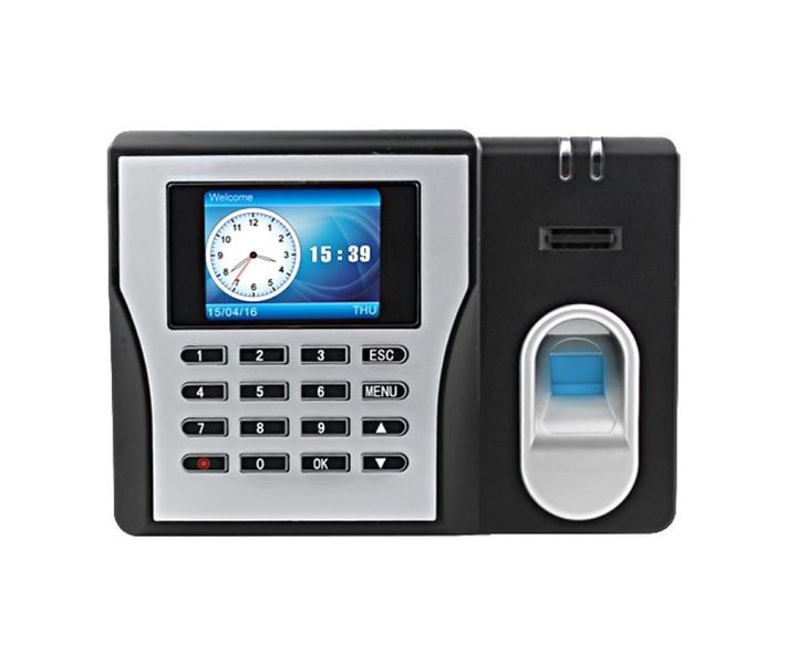 Biometric Fingerprint Time Attendance Machine Backup w Battery Black Silver