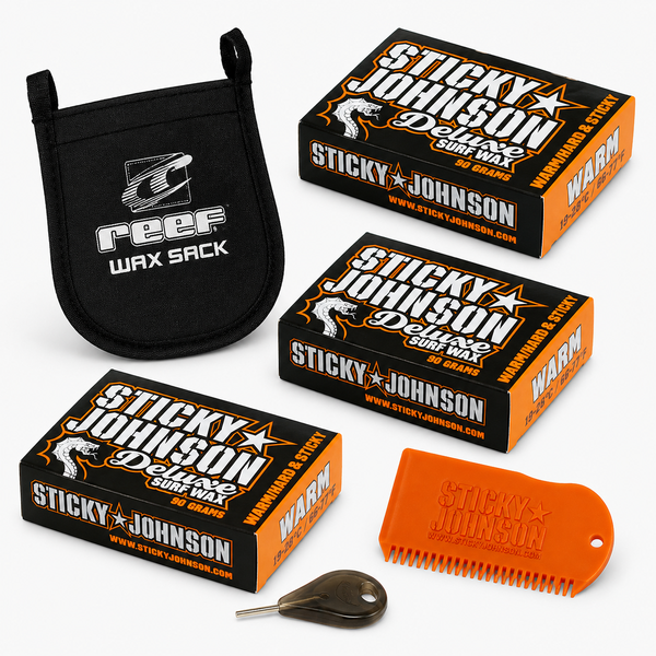 Sticky Johnson Surfboard Wax 3 Pack Warm Water Gift Set