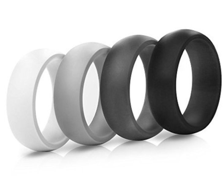 Silicone Wedding Ring Set of 4 - Freedom Rings - Black / Blue