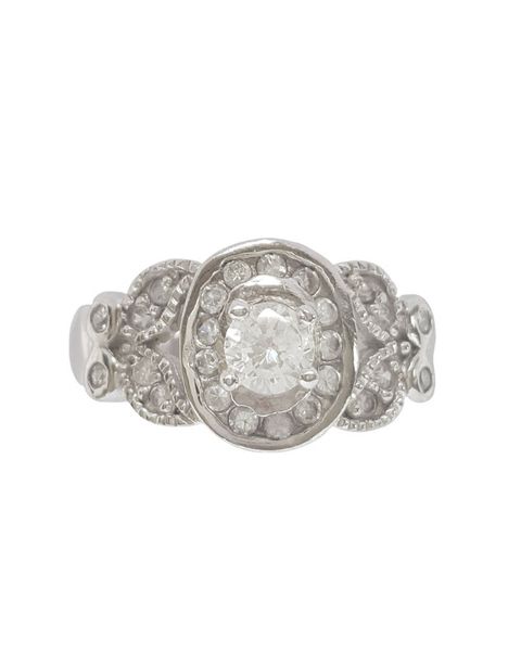 Miss Jewels- Sterling Silver CZ Leaf detail Ring