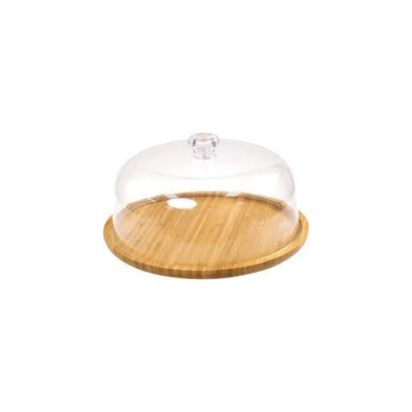 Wooden Serving Tray with Glass Dome