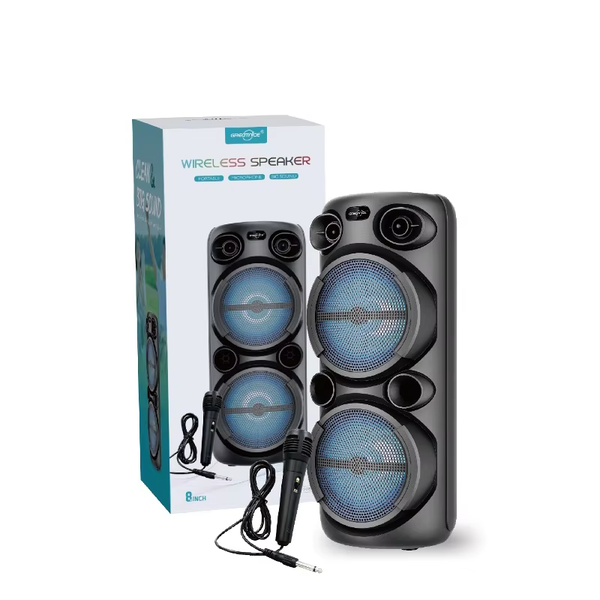 Dual 8 inch RGB Lighting Party Karaoke Speaker With Wired Microphone