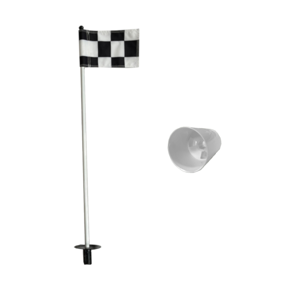 Putting Green Pole, Cup &amp; Chequered Flag - US PGA Quality