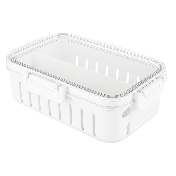 Airtight Food Storage Container With Removable Drain Basket - Transparent