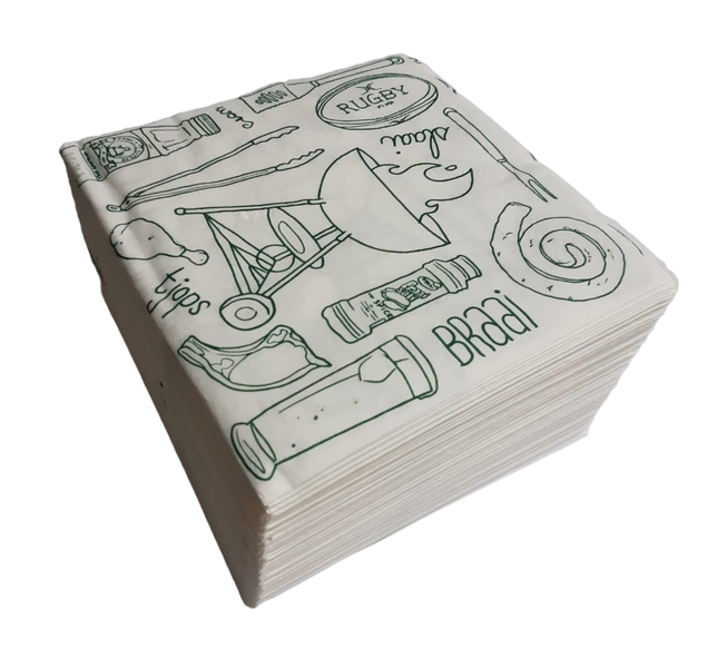 Paper 2 Ply Serviettes 100 Pack - Green Braai