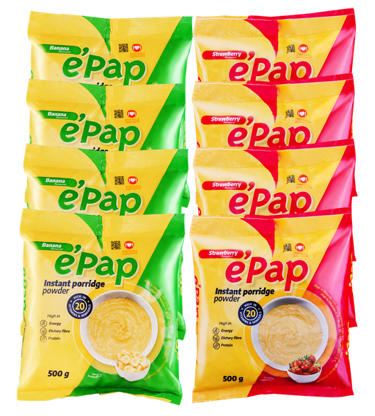 e'Pap Porridge | Nutritious Instant Porridge | Banana &amp; Strawberry | 8 Pack