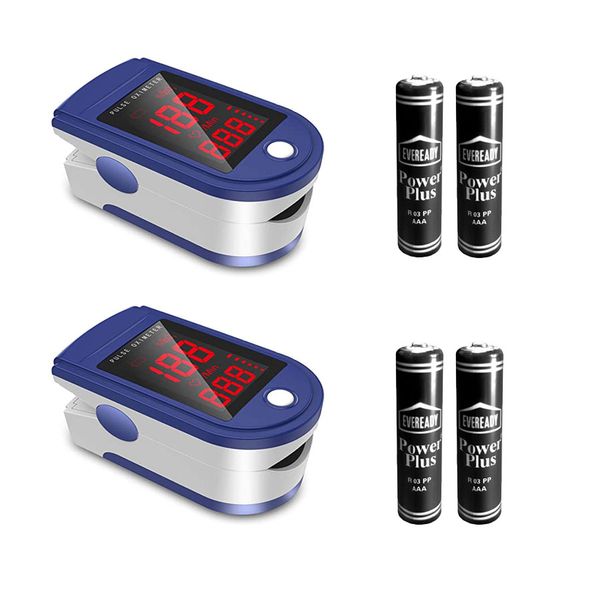 Oximeter Fingertip Oxygen Pulse Screening Tool &amp; Batteries - 2 Pack
