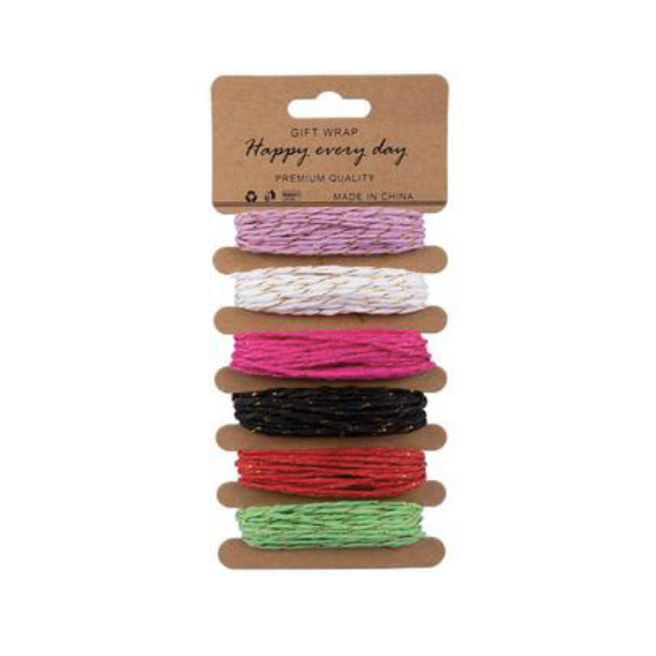 Happy Every Day Stationary Coloured Raffia x Assorted 6 Pack