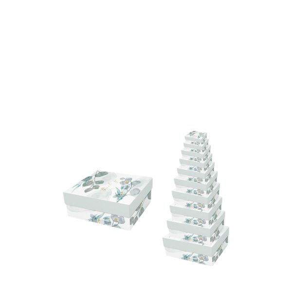 Set of 13 White Gift Boxes with a flower theme