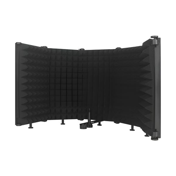 Portable Microphone Soundproof Cover with Folding Panels - Black