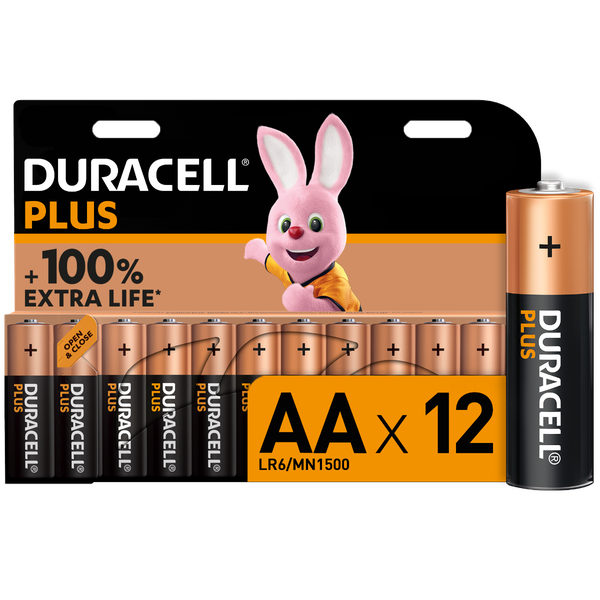 Duracell Plus AA Alkaline Batteries, 1.5V LR6 MN1500 - 12 Pack