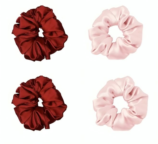 Satin Hair Scrunchies - 4 Pack