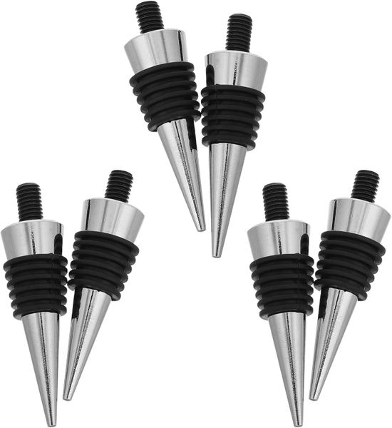 6 Piece Silver Metal Stoppers Vacuum Seal Wine Bottle Savers Reusable