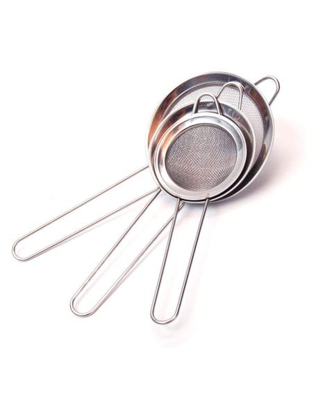 3 Piece Stainless Steel Strainer Sieve 8cm 10cm 12cm