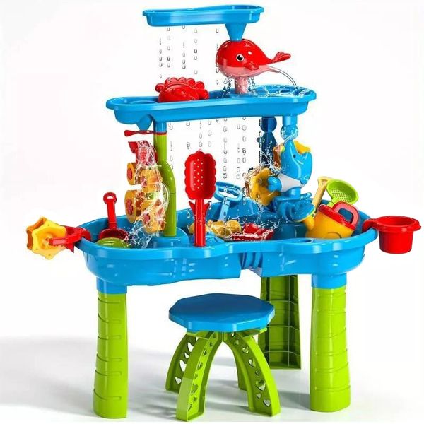 3Tier Water &amp; Sand Table Toy Set for Kids Beach Water Activity Table Summer