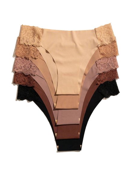 Bulk Pack Seamless Basic No Show Panties With Lace - Pack of 5