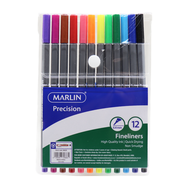 Marlin - Set Of 12 Colour Precision Fineliner