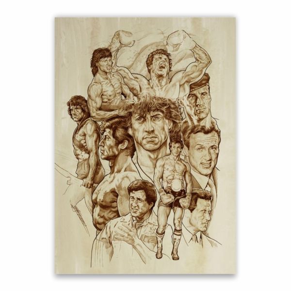 Sylvester Stallone Drawing Collage Poster - A1