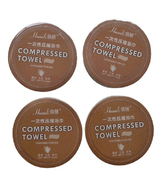 Disposable Compressed Travel Bath Face Towels - Pack of 4