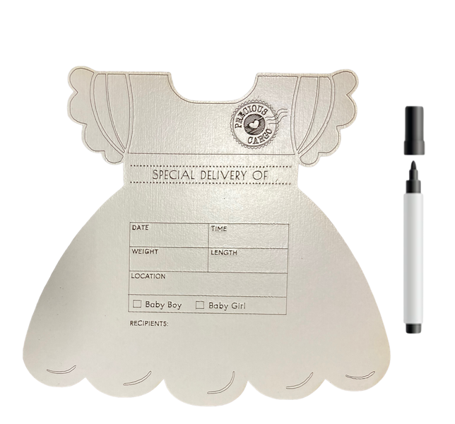 Baby Birth Announcement Board &amp; Marker-Dress-Precious Cargo