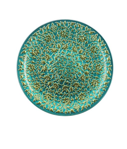 Irena Plate Shiraz 35cm Turq &amp; Gold