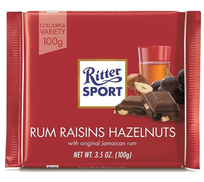 Ritter Sport Rum Raisin Hazelnut 100g (Box of 12)