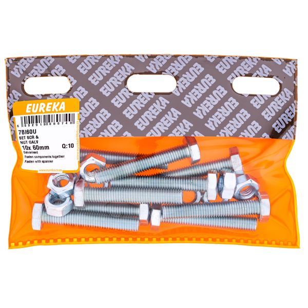 EUREKA Set Screw &amp; Nut Galvanised 10 x 60mm Q:10 7BI60U