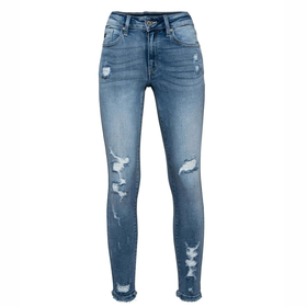 Hamba Jeans Women Stretch denim Fitted Ripped Jean Standard Length ...