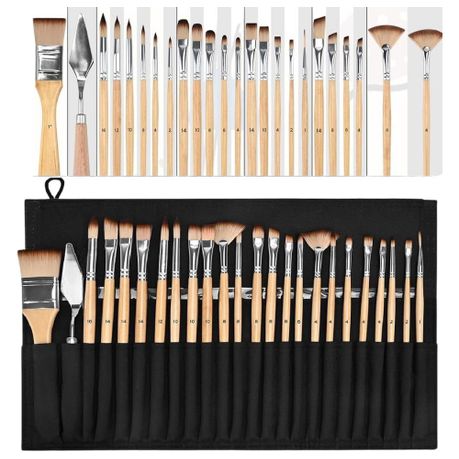25-Piece Professional Art Brush Set Artist Paint Brushes Image