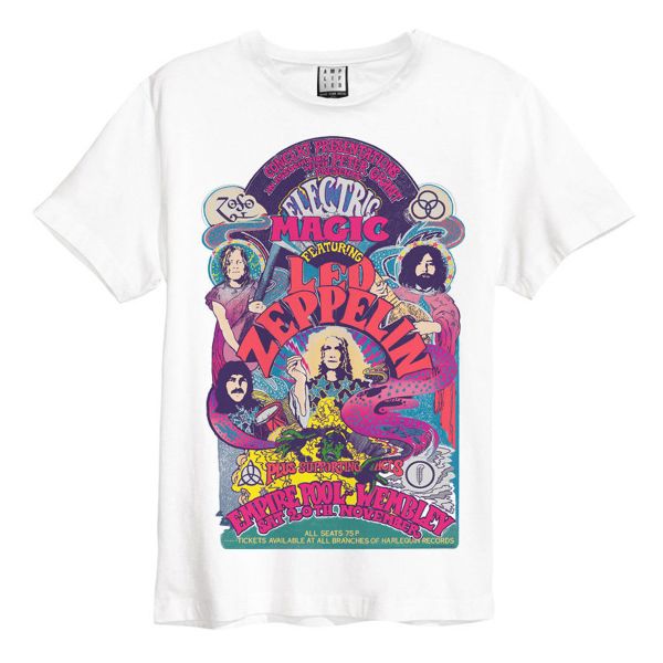 Led Zeppelin Electric Magic Amplified Vintage White Small T Shirt