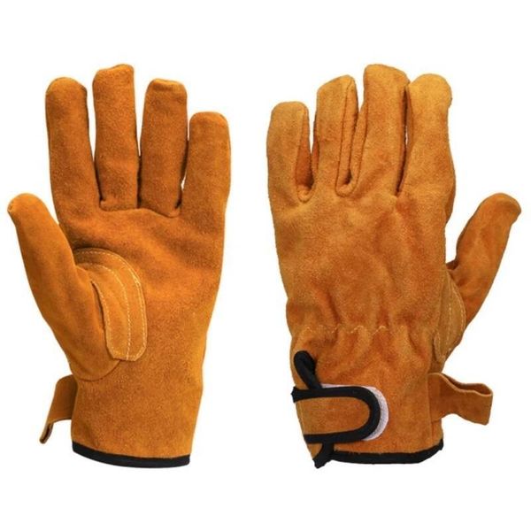 Heavy Duty Leather Work Reinforced Durable Cowhide Gardening Gloves for Men