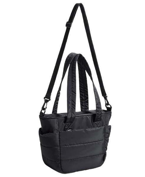 Lunch Bag, Insulated Tote Bag, Quilted Lightweight Puffy Lunch Box, Black